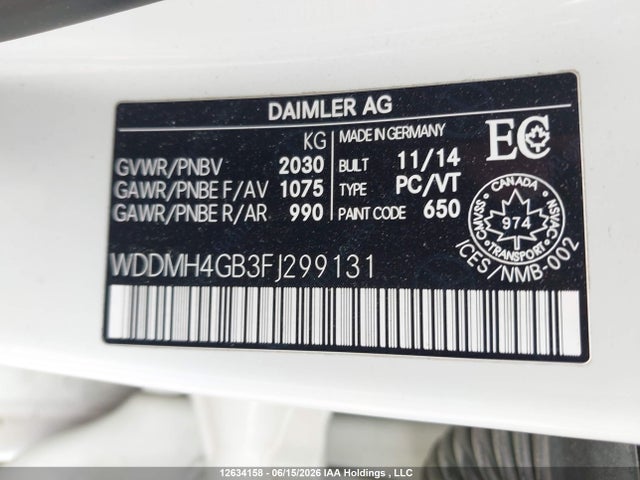 Aukcja sprzedaży 2015 Mercedes-benz B 250 4matic Sports Tourer, vin: WDDMH4GB3FJ299131, numer aukcji: 12634158