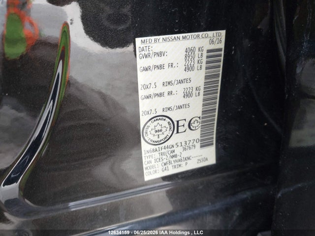 1N6BA1F44GN513770 Nissan Titan Xd Platinum Reserve/pro-4x/s/sl/sv