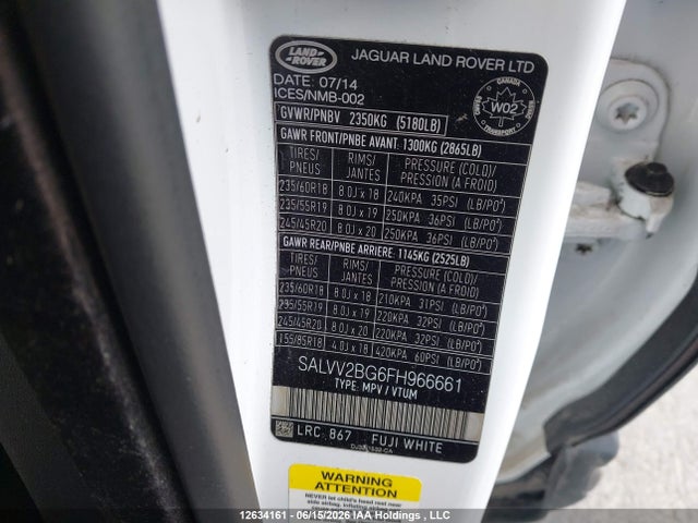 SALVV2BG6FH966661 Land Rover Range Rover Evoque Prestige