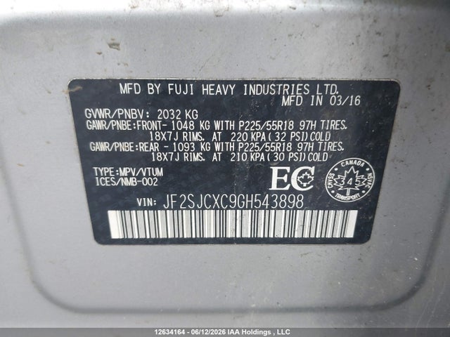 JF2SJCXC9GH543898 Subaru Forester 2.5i Limited Package