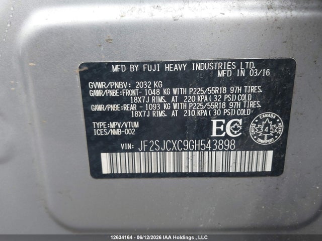 JF2SJCXC9GH543898 Subaru Forester 2.5i Limited Package