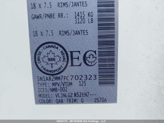 Nissan Pathfinder 2015 5N1AR2MM7FC702323 Image 18