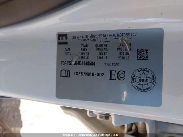 12634175 :رقم المزاد ، 1G4PS5SK4D4140504 vin ، 2013 Buick Verano مزاد بيع
