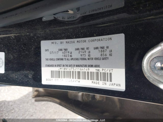 JM1BN1U73J1164149 Mazda Mazda3 Gx