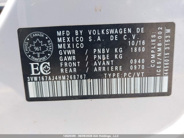 Продажа на аукционе авто 2017 Volkswagen Jetta 1.4 Tsi Trendline/1.4 Tsi Trendline+, vin: 3VW167AJ4HM268767, номер лота: 12628389