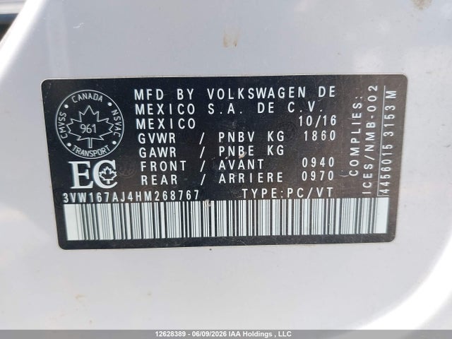 Продажа на аукционе авто 2017 Volkswagen Jetta 1.4 Tsi Trendline/1.4 Tsi Trendline+, vin: 3VW167AJ4HM268767, номер лота: 12628389