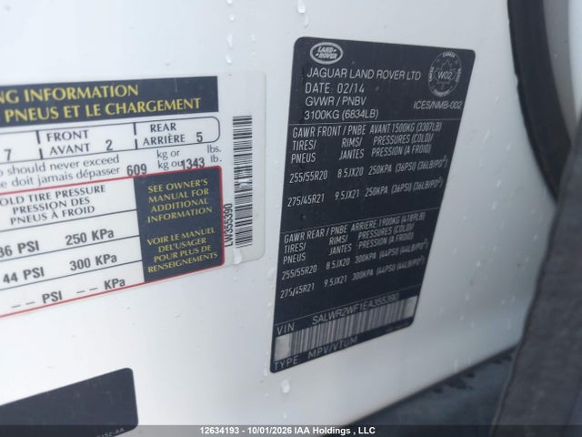 Land Rover Range Rover Sport Hse 2014 SALWR2WF1EA355390 Image 9