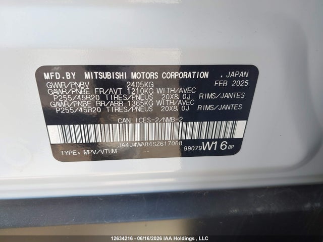 JA4J4WA84SZ617068 Mitsubishi Outlander Sel
