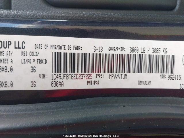 12634240 :رقم المزاد ، 1C4RJFBT6EC237225 vin ، 2014 Jeep Grand Cherokee Limited مزاد بيع