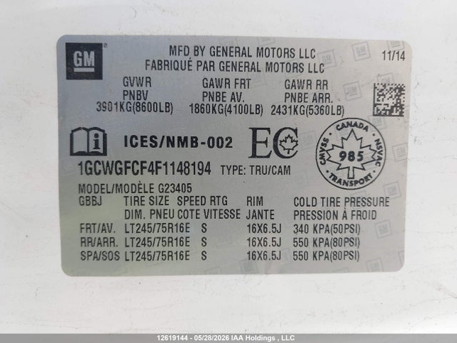 Chevrolet Express 2500 1wt 2015 1GCWGFCF4F1148194 Image 9