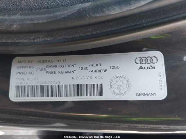 Продажа на аукционе авто 2012 Audi A6 3.0 Premium Plus, vin: WAUJGCFC6CN072733, номер лота: 12614583