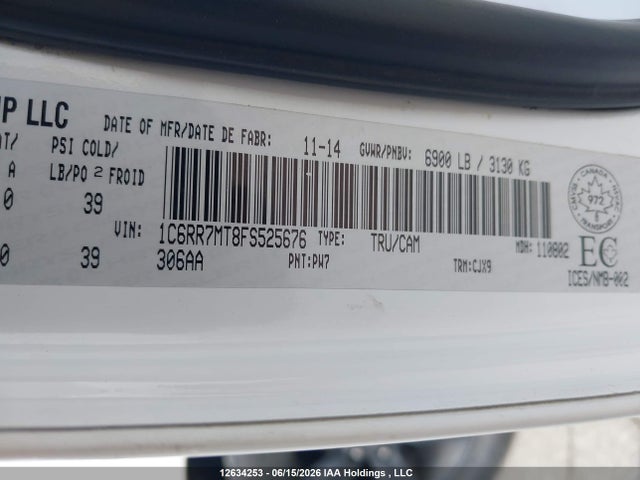 12634253 :رقم المزاد ، 1C6RR7MT8FS525676 vin ، 2015 Ram 1500 Sport مزاد بيع