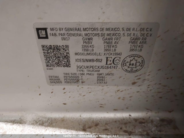 Продажа на аукционе авто 2018 Chevrolet Silverado 1500 Custom, vin: 3GCUKPECXJG164747, номер лота: 12476171