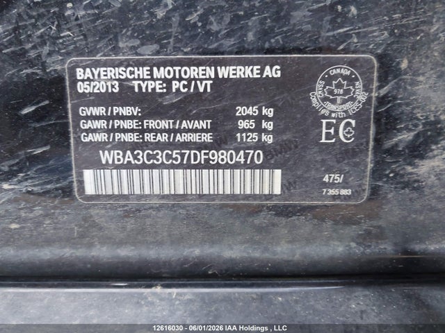 Продажа на аукционе авто 2013 Bmw 320i Xdrive, vin: WBA3C3C57DF980470, номер лота: 12616030