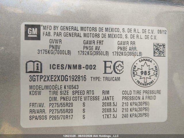 Aukcja sprzedaży 2013 Gmc Sierra 1500 Denali, vin: 3GTP2XE2XDG192816, numer aukcji: 12623328