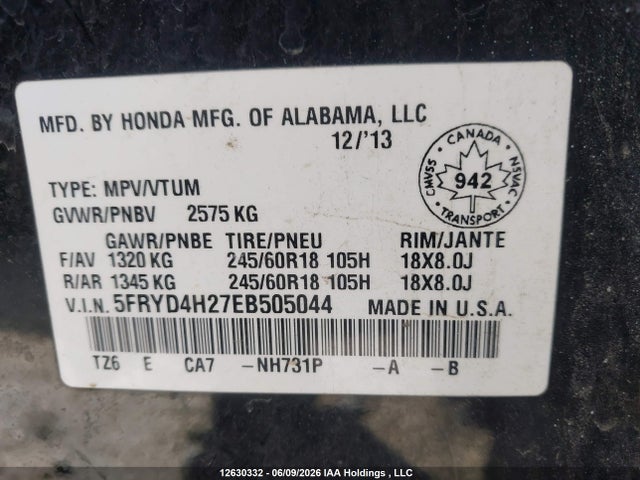 Acura MDX 2014 5FRYD4H27EB505044 Image 20