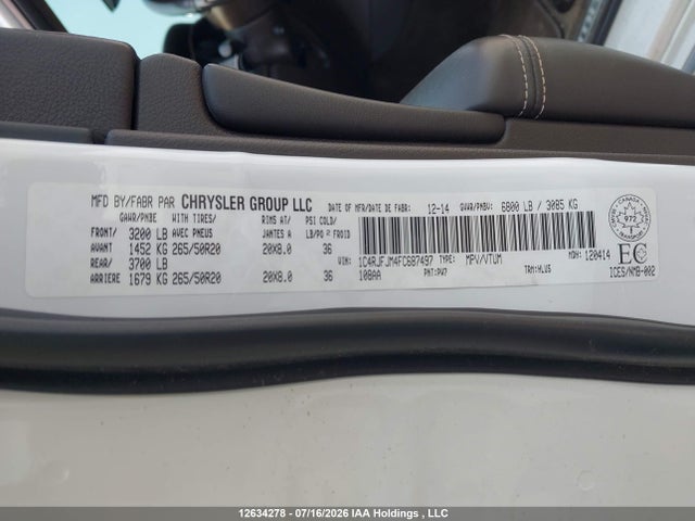 Jeep Grand Cherokee 2015 1C4RJFJM4FC687497 Image 9