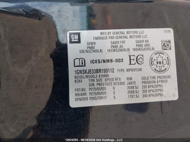Продаж на аукціоні авто 2011 Chevrolet Suburban 1500 Lt, vin: 1GNSKJE33BR199112, номер лоту: 12634293