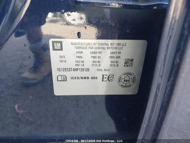 1G1ZE5ST4HF139126 Chevrolet MALIBU 1LT