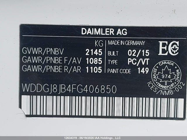 Aukcja sprzedaży 2015 Mercedes-benz C 350 4matic, vin: WDDGJ8JB4FG406850, numer aukcji: 12634319