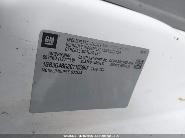 Продажа на аукционе авто 2012 Chevrolet , vin: 1GB3G4BG3C1156997, номер лота: 12634335