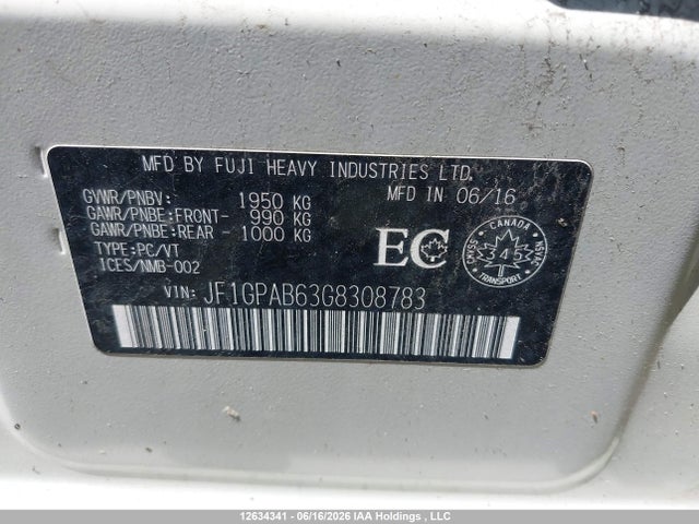 JF1GPAB63G8308783 Subaru Impreza 2.0i Touring Package