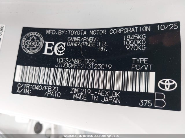 JTDBCMFE2T3123019 Toyota Corolla Le/se/xle