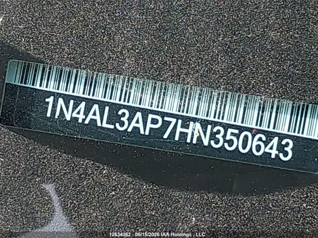 Aukcja sprzedaży 2017 Nissan Altima 2.5/2.5 S/2.5 Sl/2.5 Sr/2.5 Sv, vin: 1N4AL3AP7HN350643, numer aukcji: 12634362