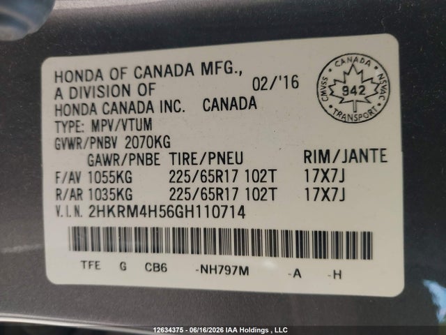 Honda CR-V EX 2016 2HKRM4H56GH110714 Image 18