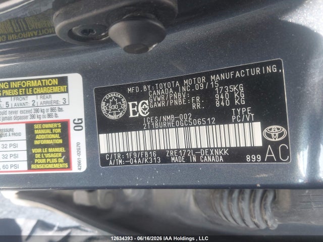 Продажа на аукционе авто 2016 Toyota Corolla Le, vin: 2T1BURHE0GC506512, номер лота: 12634393