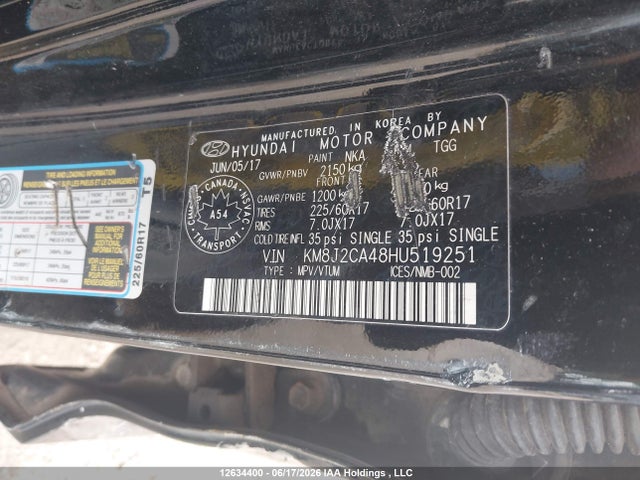 Продаж на аукціоні авто 2017 Hyundai Tucson, vin: KM8J2CA48HU519251, номер лоту: 12634400