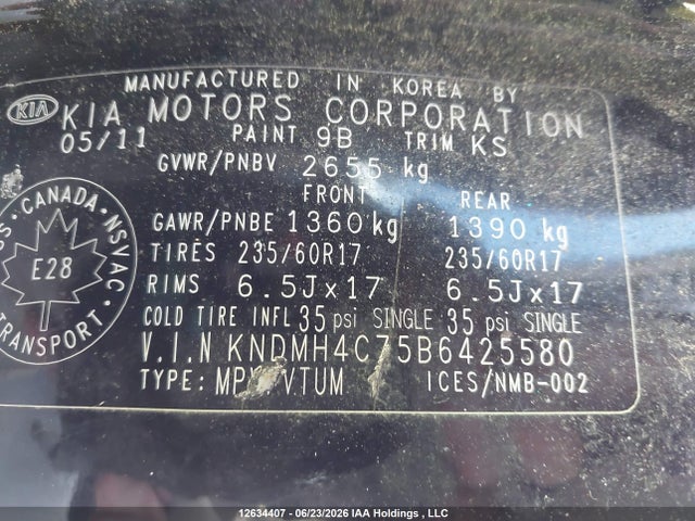 Aukcja sprzedaży 2011 Kia Sedona, vin: KNDMH4C75B6425580, numer aukcji: 12634407
