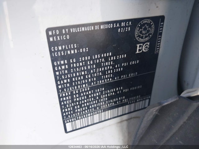 Volkswagen Taos Trendline 2025 3VV8C7B2XSM036751 Image 9