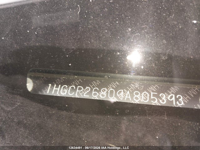 Aukcja sprzedaży 2009 Honda Accord Exl, vin: 1HGCP26809A805393, numer aukcji: 12634491