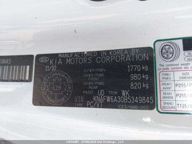 2011 Kia Forte Koup 2.4l Sx/2.4l Sx Luxury მანქანა იყიდება აუქციონზე, vin: KNAFW6A30B5349845, აუქციონის ნომერი: 12634497
