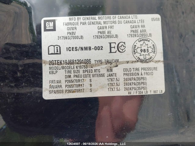 Продажа на аукционе авто 2008 Gmc Sierra 1500, vin: 2GTEK19J681291086, номер лота: 12634507