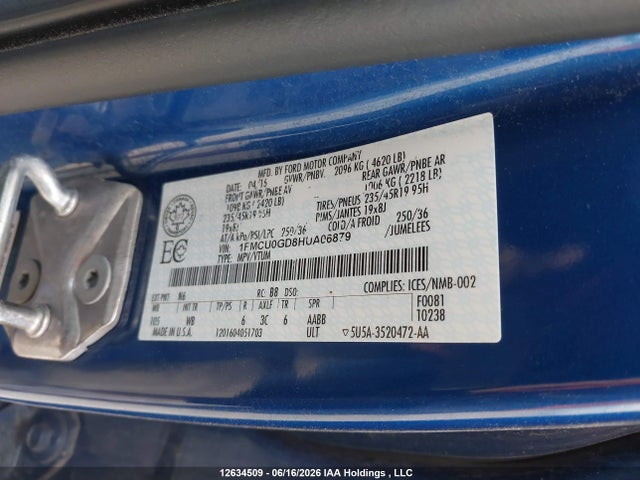 12634509 :رقم المزاد ، 1FMCU0GD8HUA06879 vin ، 2017 Ford Escape Se مزاد بيع