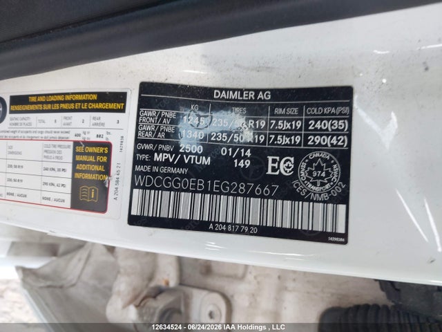 WDCGG0EB1EG287667 Mercedes-Benz Glk 250 Bluetec