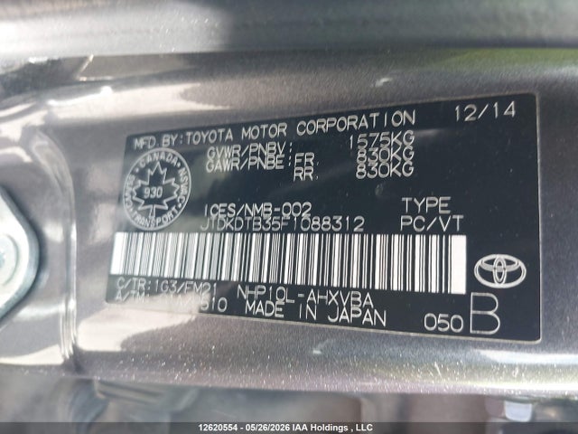 Продажа на аукционе авто 2015 Toyota Prius C Technology, vin: JTDKDTB35F1088312, номер лота: 12620554