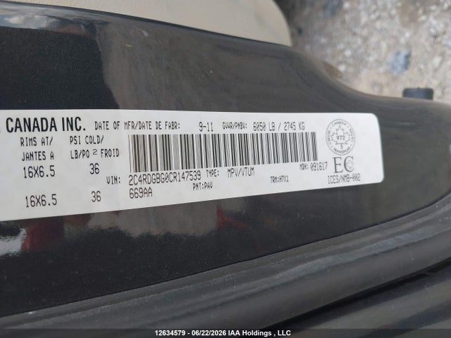 Продажа на аукционе авто 2012 Dodge Grand Caravan Se, vin: 2C4RDGBG0CR147539, номер лота: 12634579