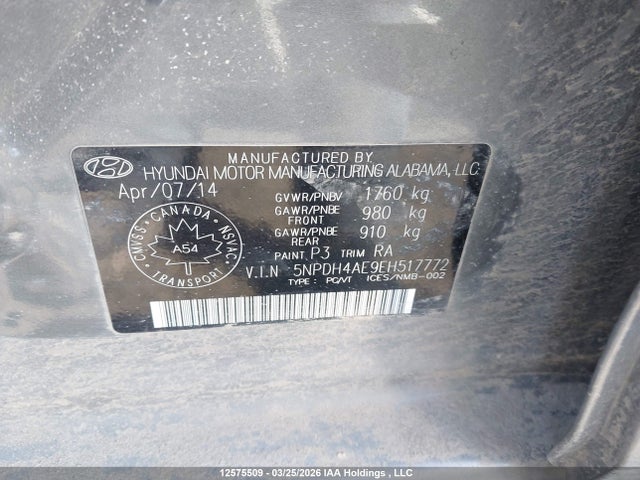 5NPDH4AE9EH517772 Hyundai ELANTRA GL