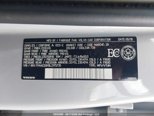 YV4AC2UK8L2175735 Volvo Xc40 T4 Momentum