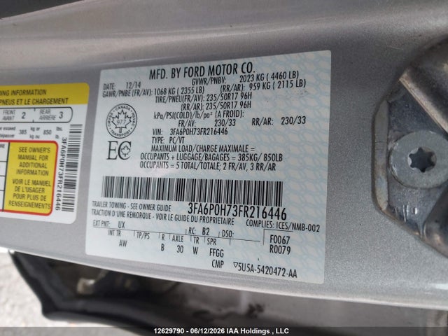 3FA6P0H73FR216446 Ford FUSION SE