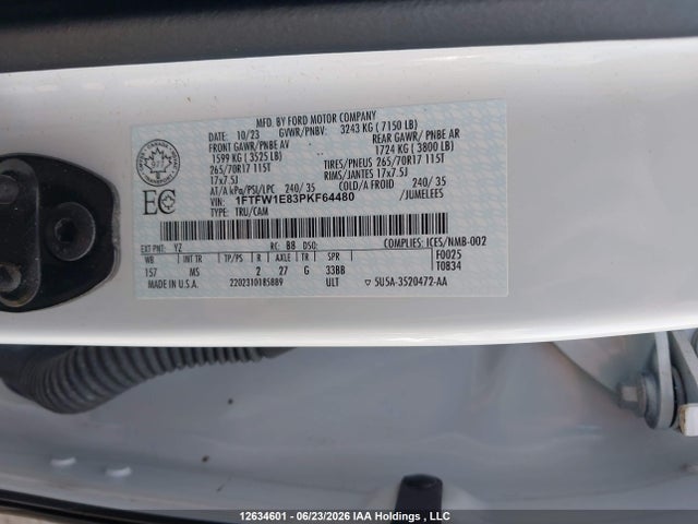 1FTFW1E83PKF64480 Ford F-150 Xlt