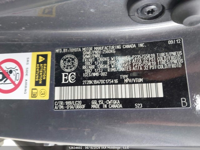 Продажа на аукционе авто 2013 Lexus Rx 350 F Sport, vin: 2T2BK1BA7DC175416, номер лота: 12634602