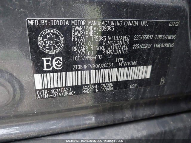 Toyota RAV4 LE 2019 2T3B1RFV9KW020551 Image 9