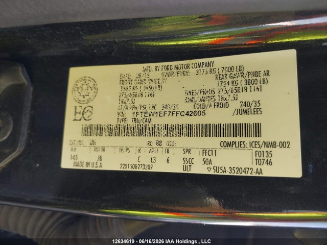 Ford F150 Supercrew 2015 1FTEW1EF7FFC42605 Image 9