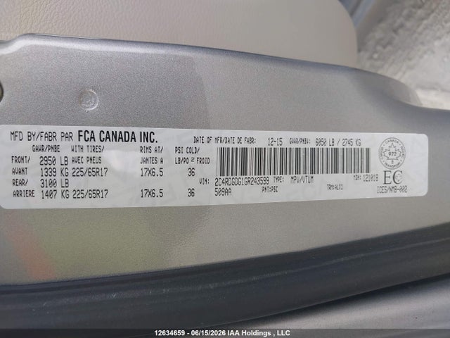 Dodge Grand Caravan Crew 2016 2C4RDGDG1GR243599 Image 18