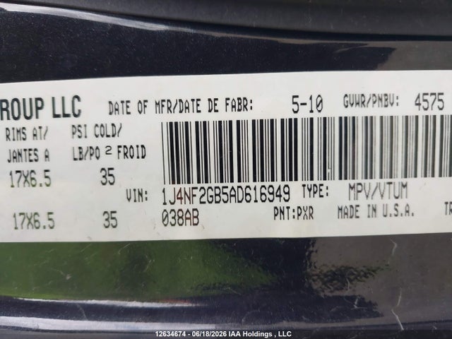 Продажа на аукционе авто 2010 Jeep Patriot Sport, vin: 1J4NF2GB5AD616949, номер лота: 12634674