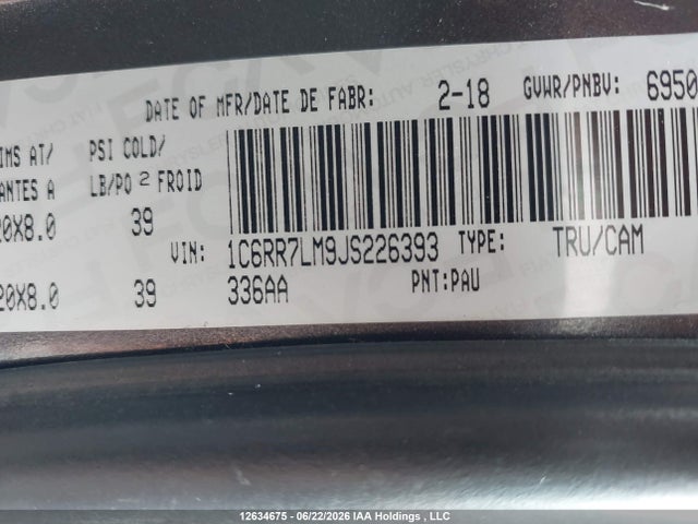 Dodge RAM 1500 2018 1C6RR7LM9JS226393 Image 9